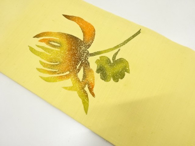 JAPANESE NAGOYA OBI / FUSHI TSUMUGI / FLORAL PLANTS